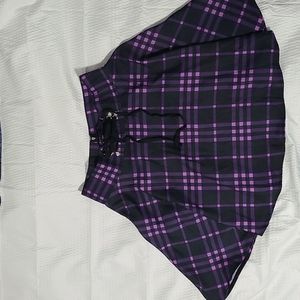 XL Gothic Purple Plaid School Girl Miniskirt